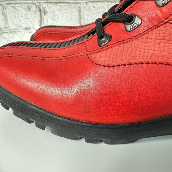 BALLY Exedo Boots St. James Vintage Lace Up Ankle Leather Red 8 - Picture 10 of 13